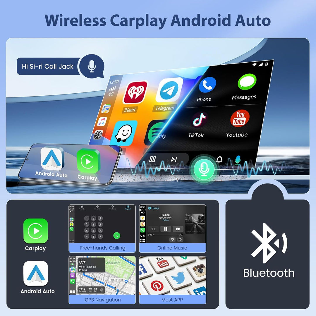 Hikity [4+64GB] Android 15 Autoradio für FIAT Panda 2013-2020 Radio CarPlay Android Auto Wireless Bi