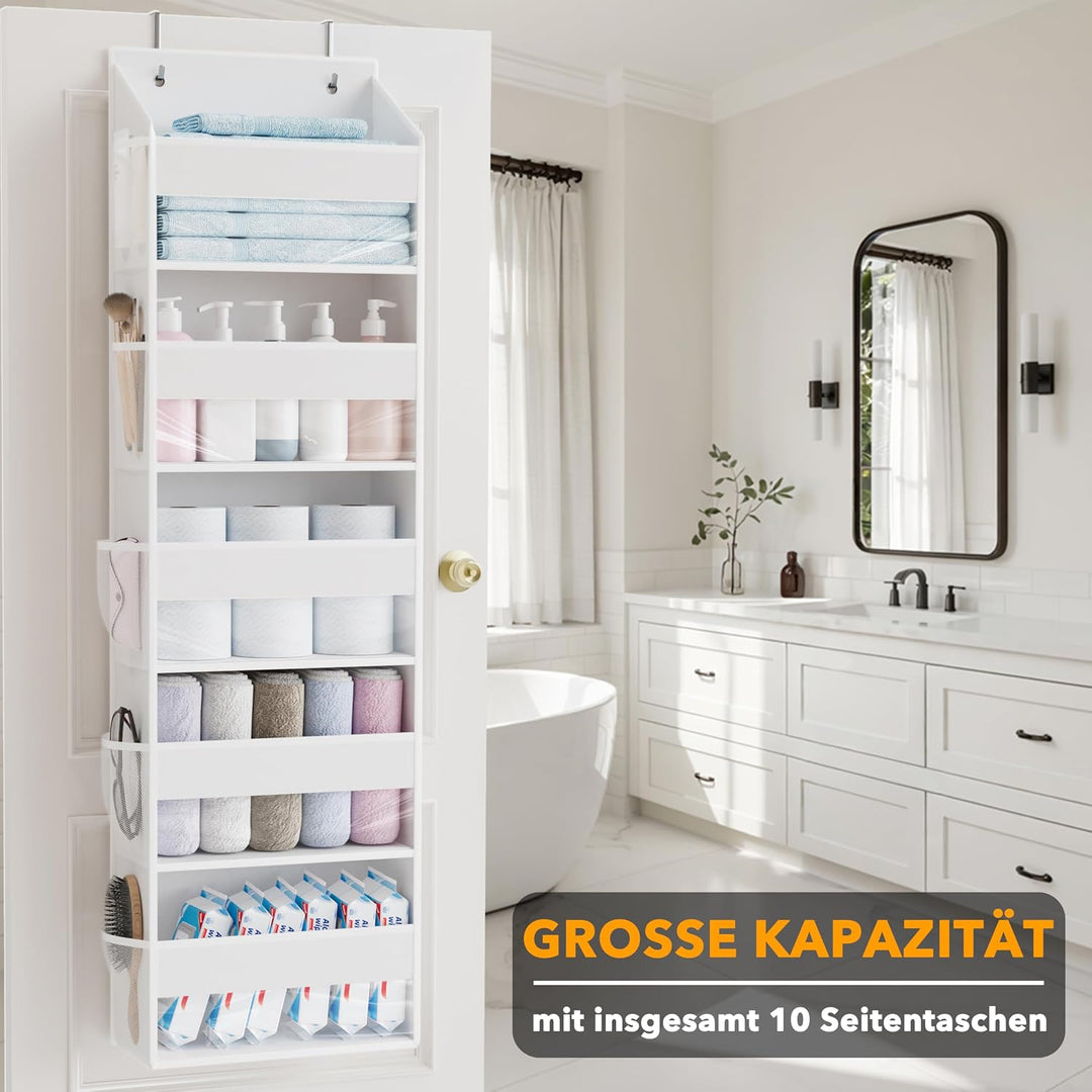 SpaceAid Tür-Organizer mit 5 grossen Taschen und 10 Netz-Seitentaschen, 5 Ebenen, Tür-Organizer zum