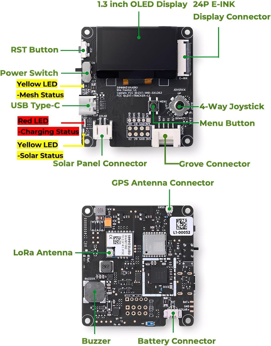 Wio Tracker L1 Board mit 3000mAh Akku – Wio SX1262 nRF52840 Modul Kit für AR duino Meshtastic LoRa,