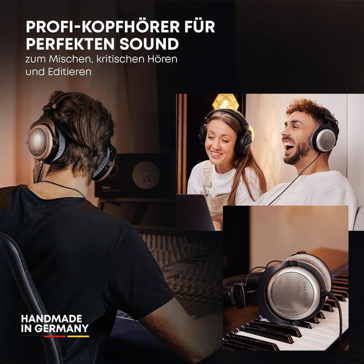 beyerdynamic DT 880 PRO Over-Ear-Studiokopfhörer in schwarz. Halboffene Bauweise, kabelgebunden, Stu