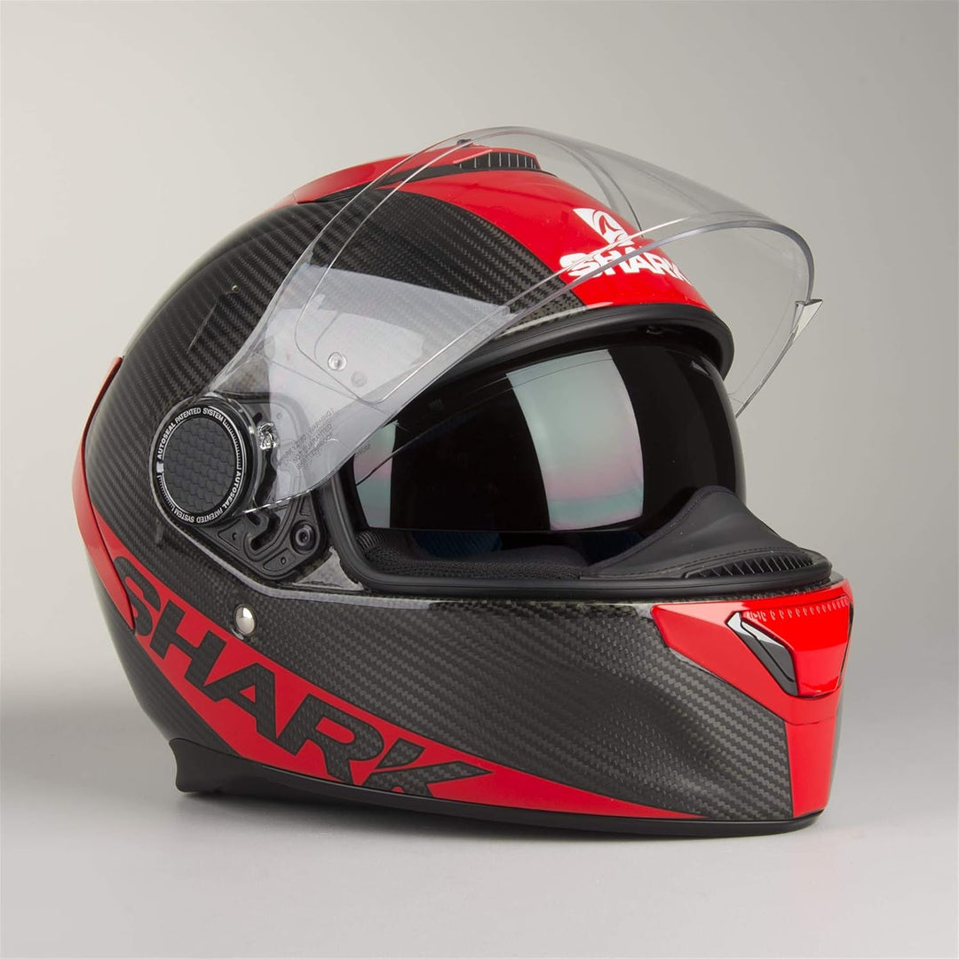 SHARK Motorradhelm Hark Spartan Carbon Skin, Schwarz/Rot, Grösse XS XS Noir/Rouge, XS Noir/Rouge