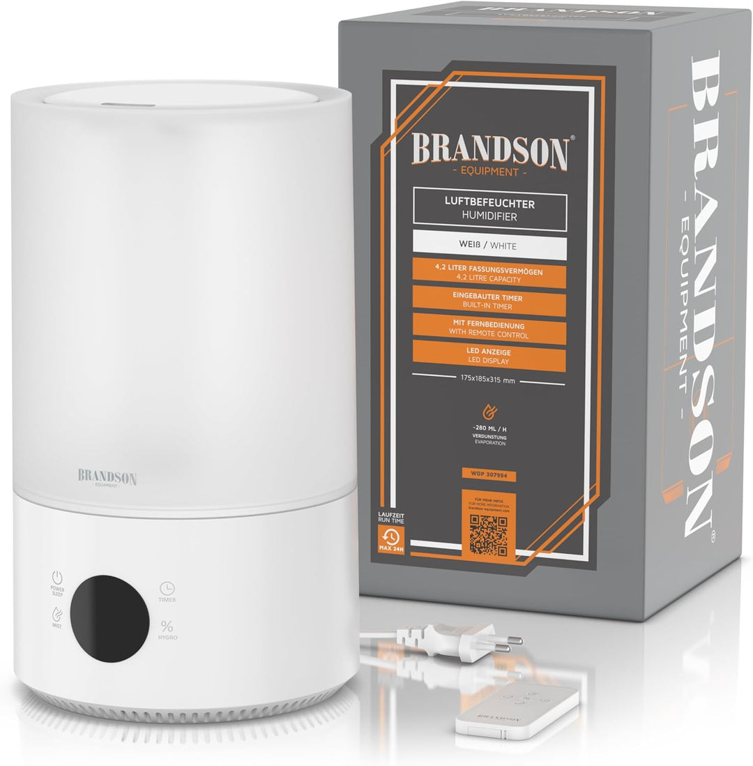 Arendo - Luftbefeuchter digital Display - 4,2 Liter - Fernbedienung - leise - 3 Nebelstufen - Sleep