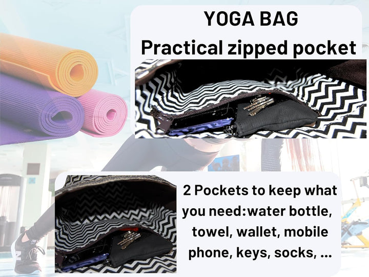 Yoga-Tasche für Matte und Handtuch, Kühltasche, Damen, für Matte, Handtuch, Mikrofaser, Yogatasche,