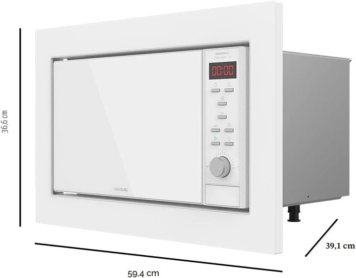 Cecotec Einbau-Mikrowelle Digital GrandHeat 2350 Built-In White, 900W, Integrierbar, 23L, Grill, 9 P