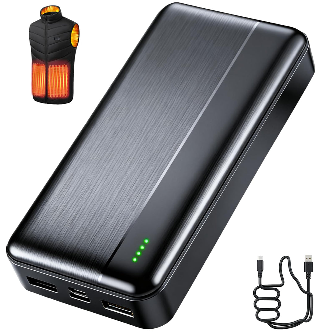 Ahigh 20000mAh Akku für Beheizte Weste, 5V 2A Externe Akku Powerbank für Heizweste, Jacke, Hose, Man