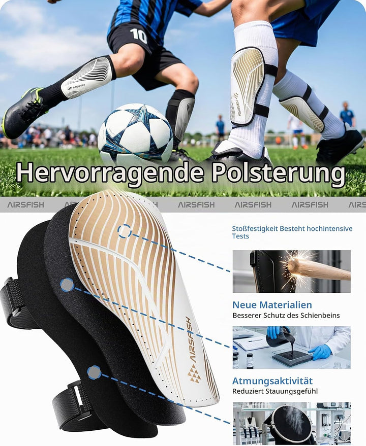 Schienbeinschoner Kinder Fussball Zertifiziert Airsfish Leichte,Langlebige,rutschfeste Schienbeinsch