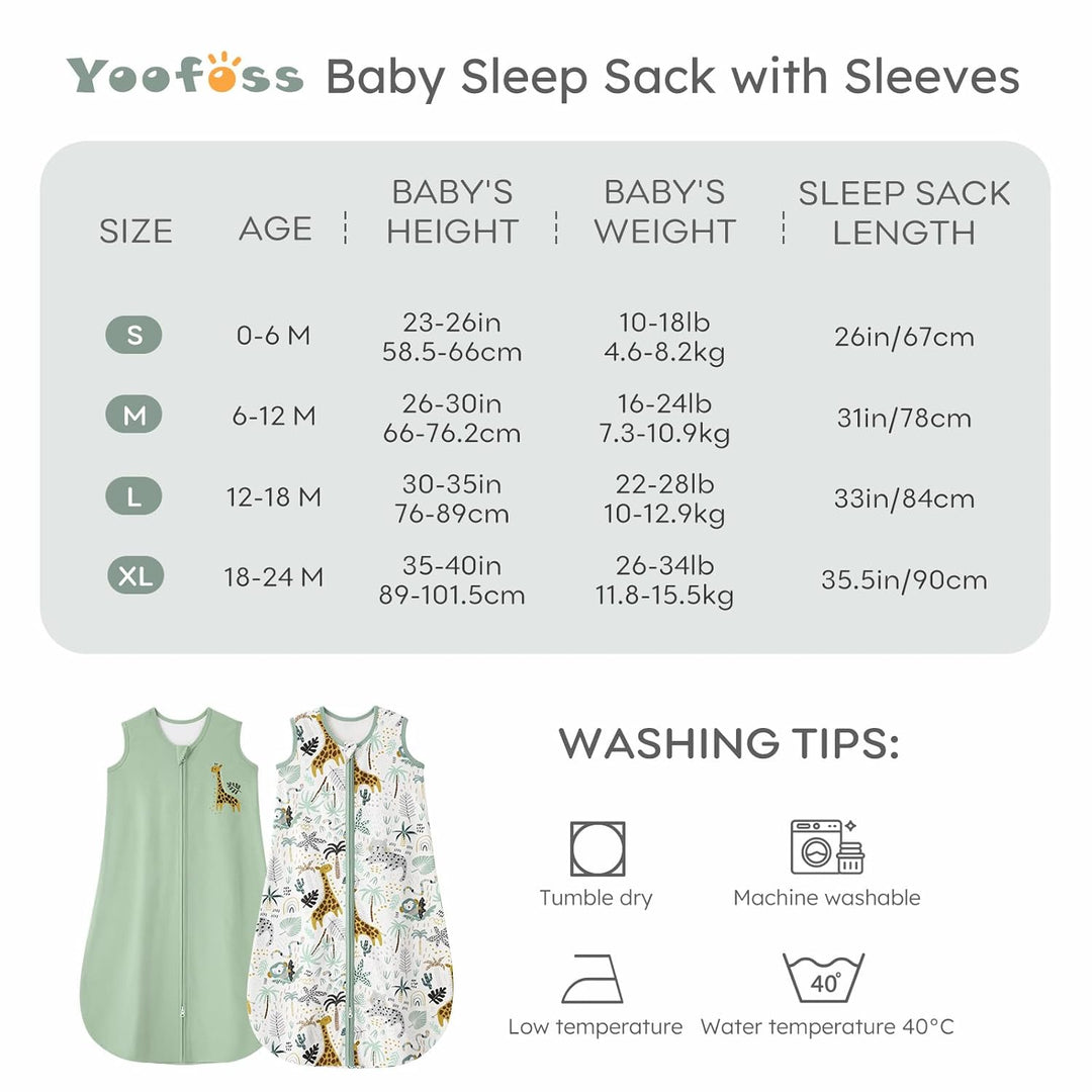 Yoofoss Schlafsack Baby Sommer 1.0 Tog - 2er Pack 100% Baumwolle Sommerschlafsack Herbst Babyschlafs