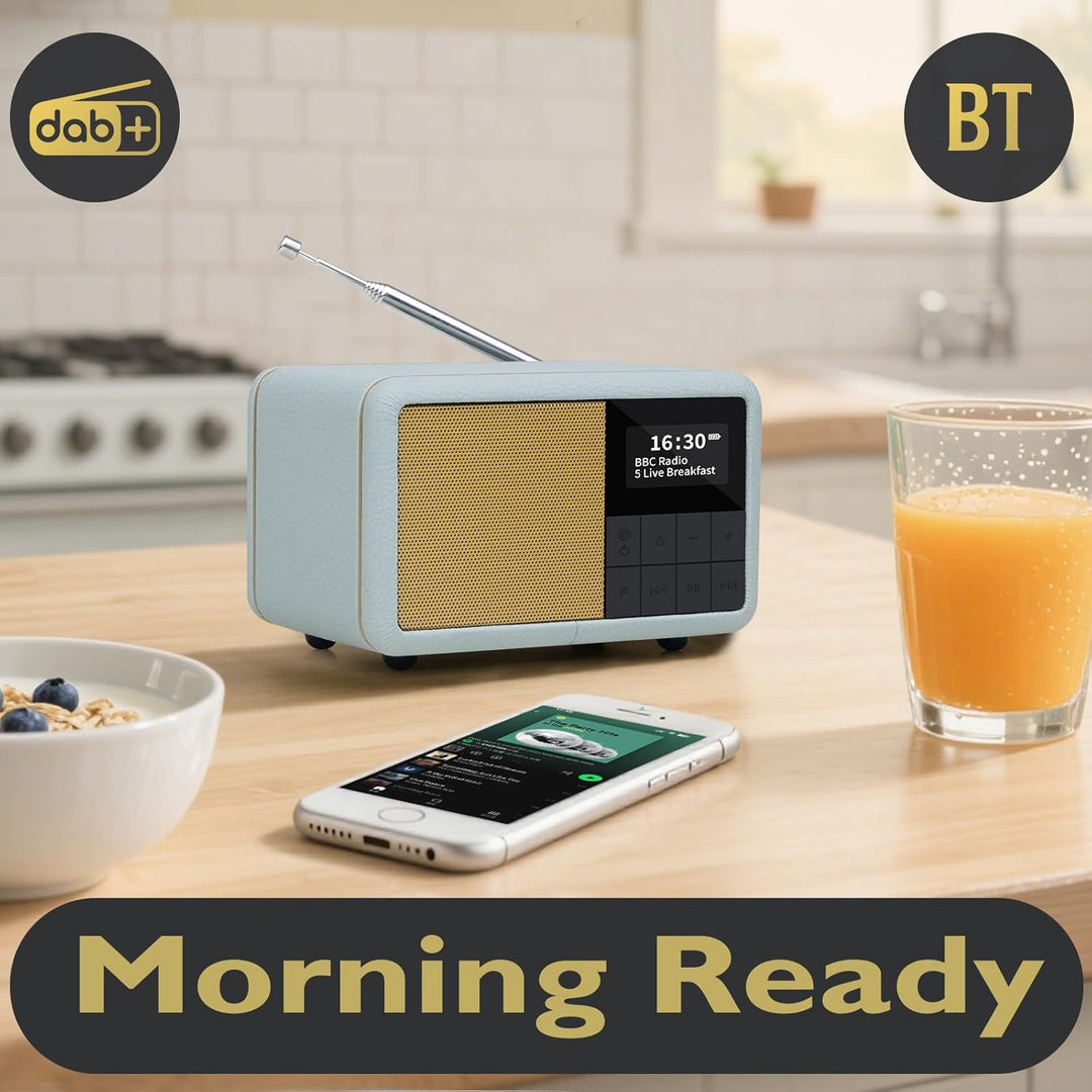 LEMEGA CR7 Tragbares Mini DAB Radio mit Bluetooth（Akku mit bis zu 12 Stunden Laufzeit,UKW,IPX4 wasse