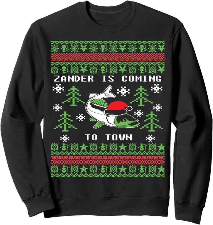 Angeln Ugly Christmas Sweater Zander is Coming to Town Sweatshirt