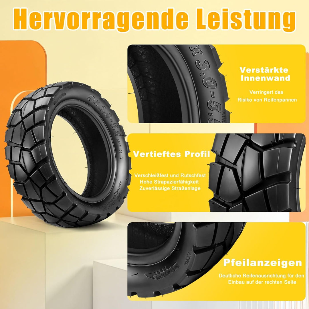 9x3.0-5.5 Reifen Tubeless Offroad für Kukirin G2 PRO Reifen 9.0x3.0-5.5, 9 Zoll All Terrain E Scoote