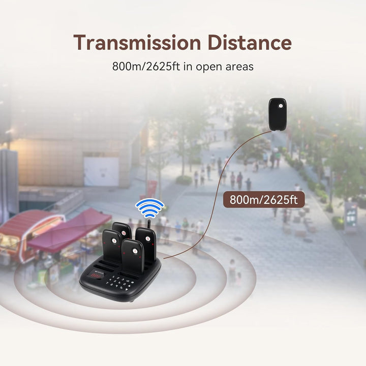Retekess TD175S Pager Rufsystem, Aussenbereich 800m, 7 Rufmodi mit Vibration, Touch-Taste Leicht zu