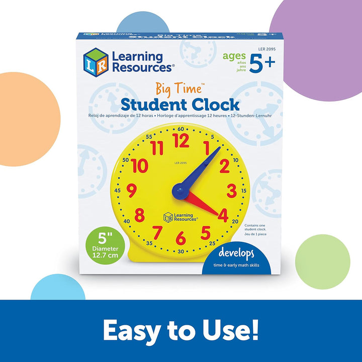 Learning Resources Big Time Lernuhr – Lernspielzeug zum Uhrzeit Lernen für Kinder ab 5 Jahren – 12-S