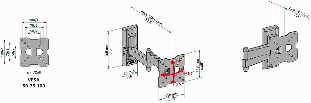 Meliconi CME EDR100, TV-Wandhalterung mit Doppelarm, Neigbare TV-Halterung, Flachbildschirmhalterung