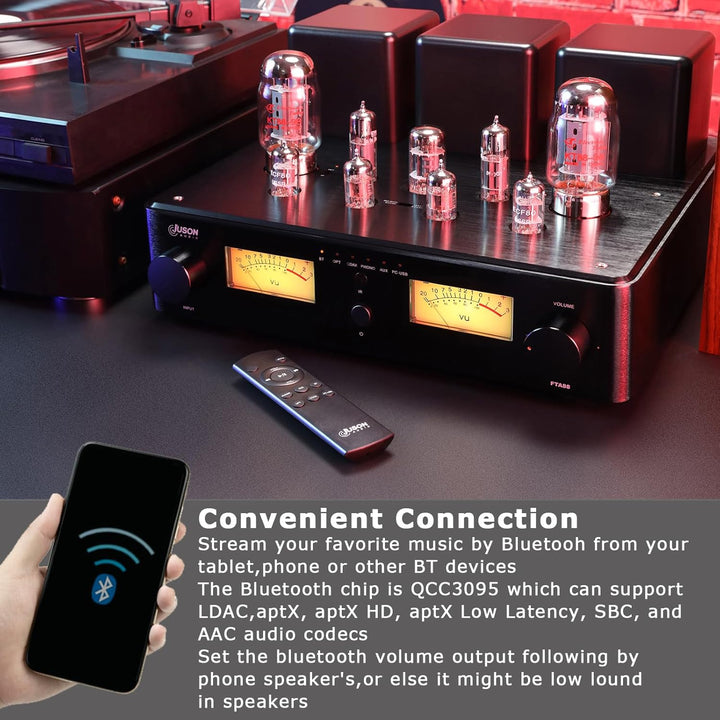Juson Audio FTA88 Upgrade KT88 Ventilrohrverstärker, Klasse A, HiFi-Vakuumverstärker mit BT 5.4 Mosf