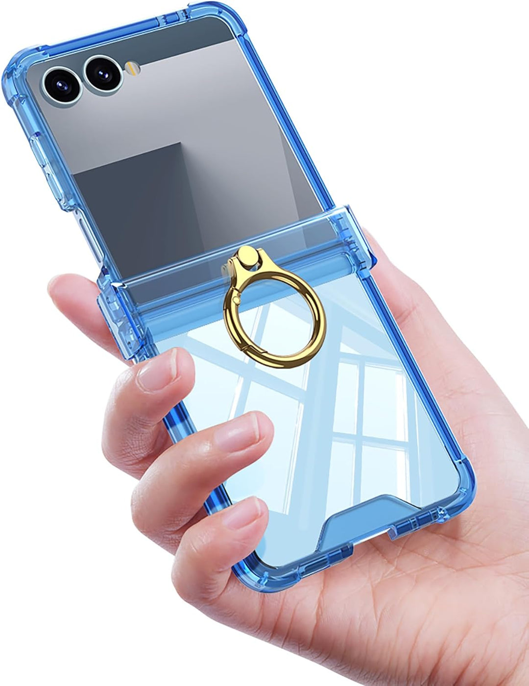 COQUE Hülle für Samsung Flip 7 Cover,Bumper Transparente Schutzhülle mit [Drehring] [Klappdeckel] Ai