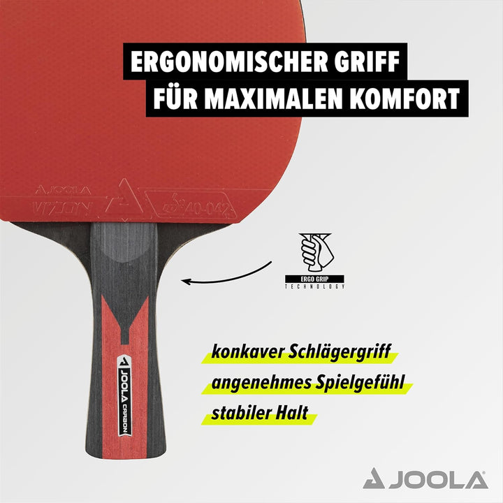 JOOLA Tischtennis Set Duo Carbon 2 Tischtennisschläger + 3 Tischtennisbälle + Tischtennishülle, rot/
