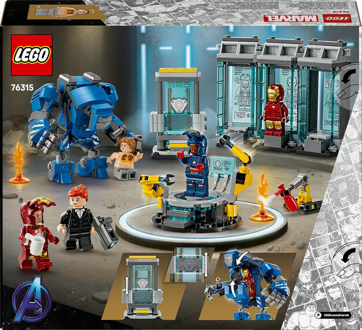 LEGO | Marvel Iron Mans Labor: Halle der Rüstungen - Superhelden Spielzeug mit Einer Mech Figur, 5 M