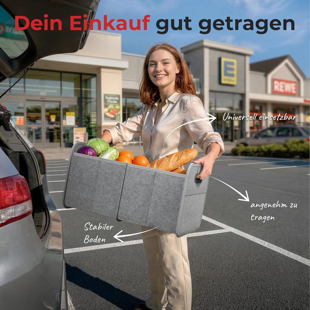 Achilles Auto-Faltbox XL - Kofferraumtasche Mit Grossem Stauraum - Grosse Filz-Einkaufstasche - Aufb
