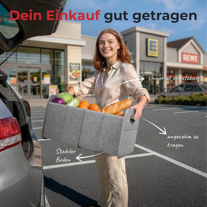 Achilles Auto-Faltbox XL - Kofferraumtasche Mit Grossem Stauraum - Grosse Filz-Einkaufstasche - Aufb