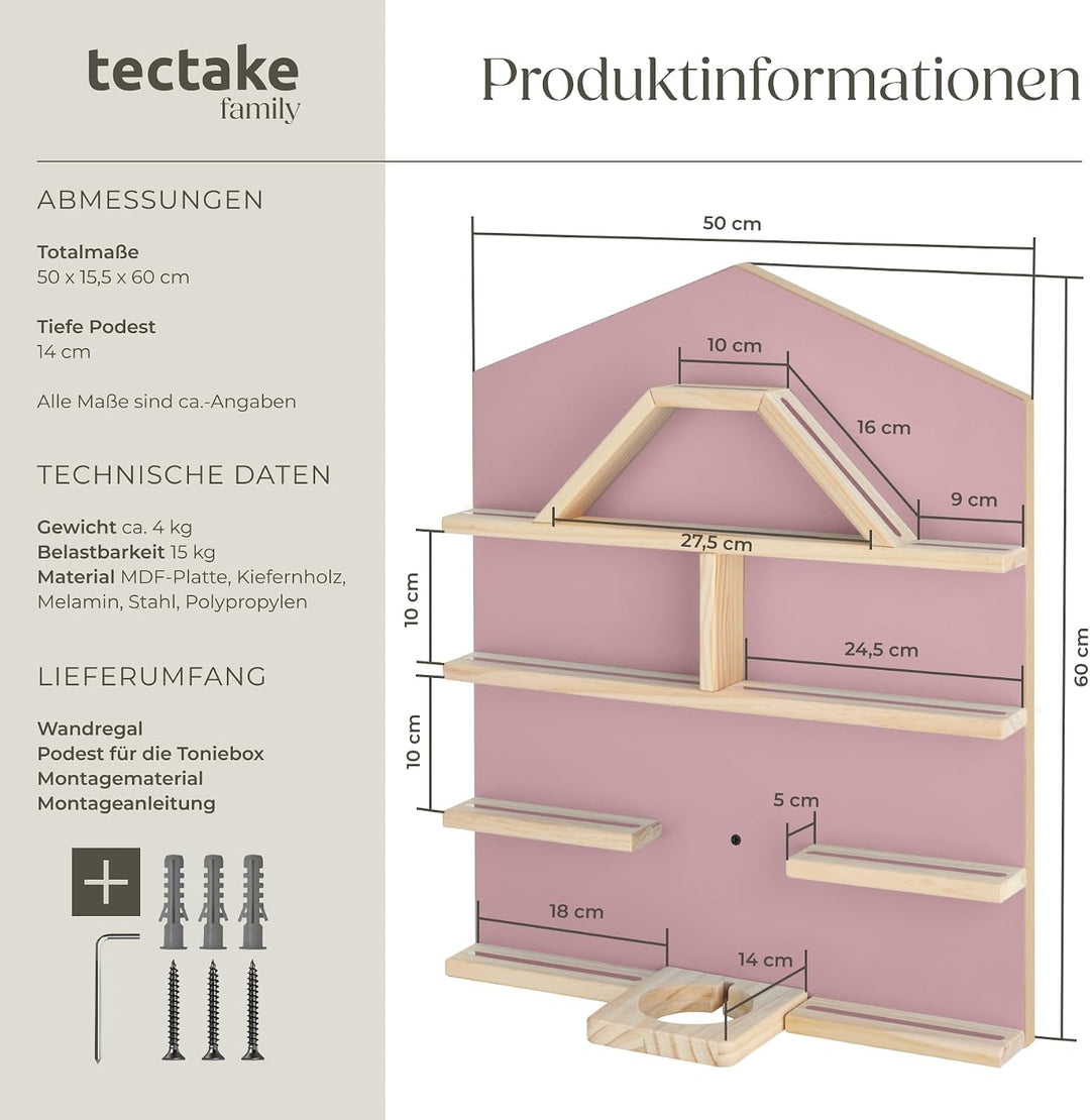 tectake® Holz Regal mit Magnetstreifen für Wand Montage, Wandregal für&