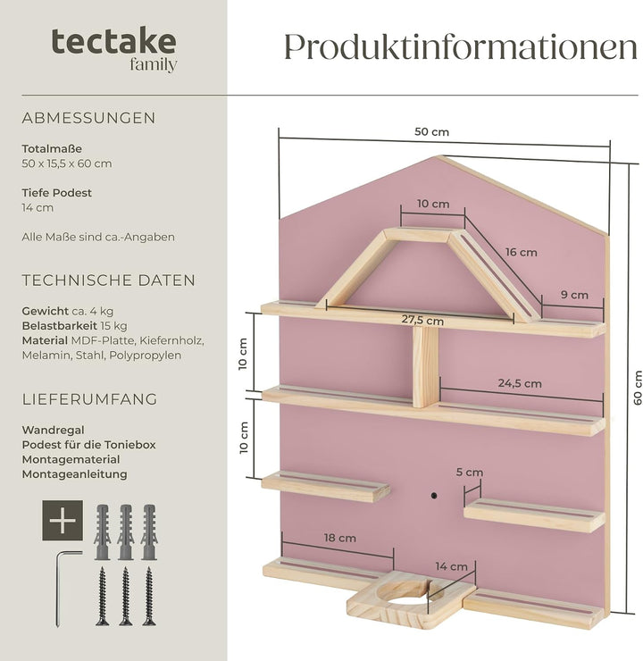 tectake® Holz Regal mit Magnetstreifen für Wand Montage, Wandregal für&