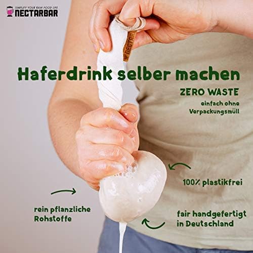 Nussmilchbeutel aus Leinen 24x27 cm - für Haferdrink &amp; Getreidedrink - waschbarer Filterbeutel, plas