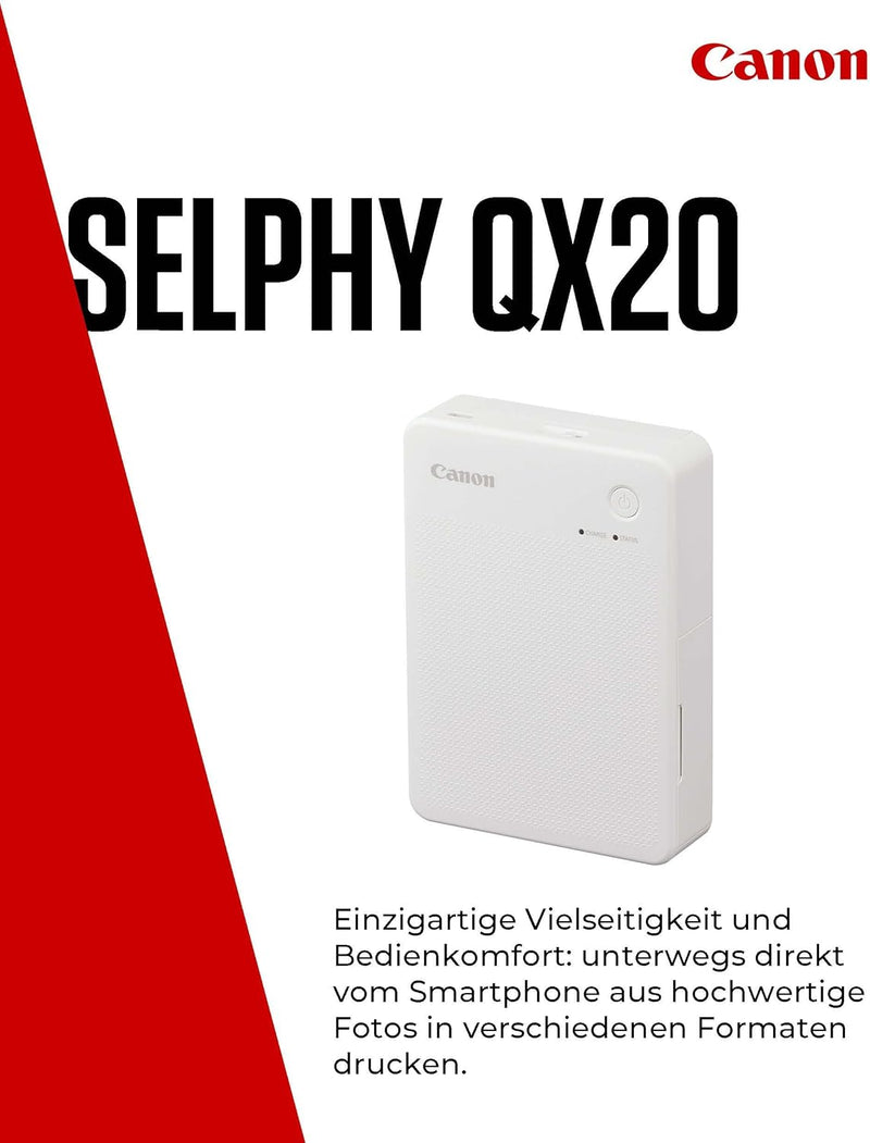 Canon SELPHY QX20 mobiler Fotodrucker – per WLAN direkt vom Smartphone drucken. Thermosublimationsdr