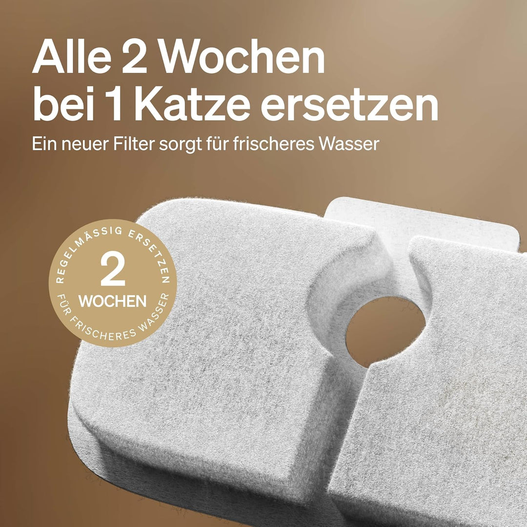 PETLIBRO Ersatzfilter für Dockstream Katzenbrunnen mit kabelloser Pumpe 2,5 l/84 oz Trinkbrunnen für