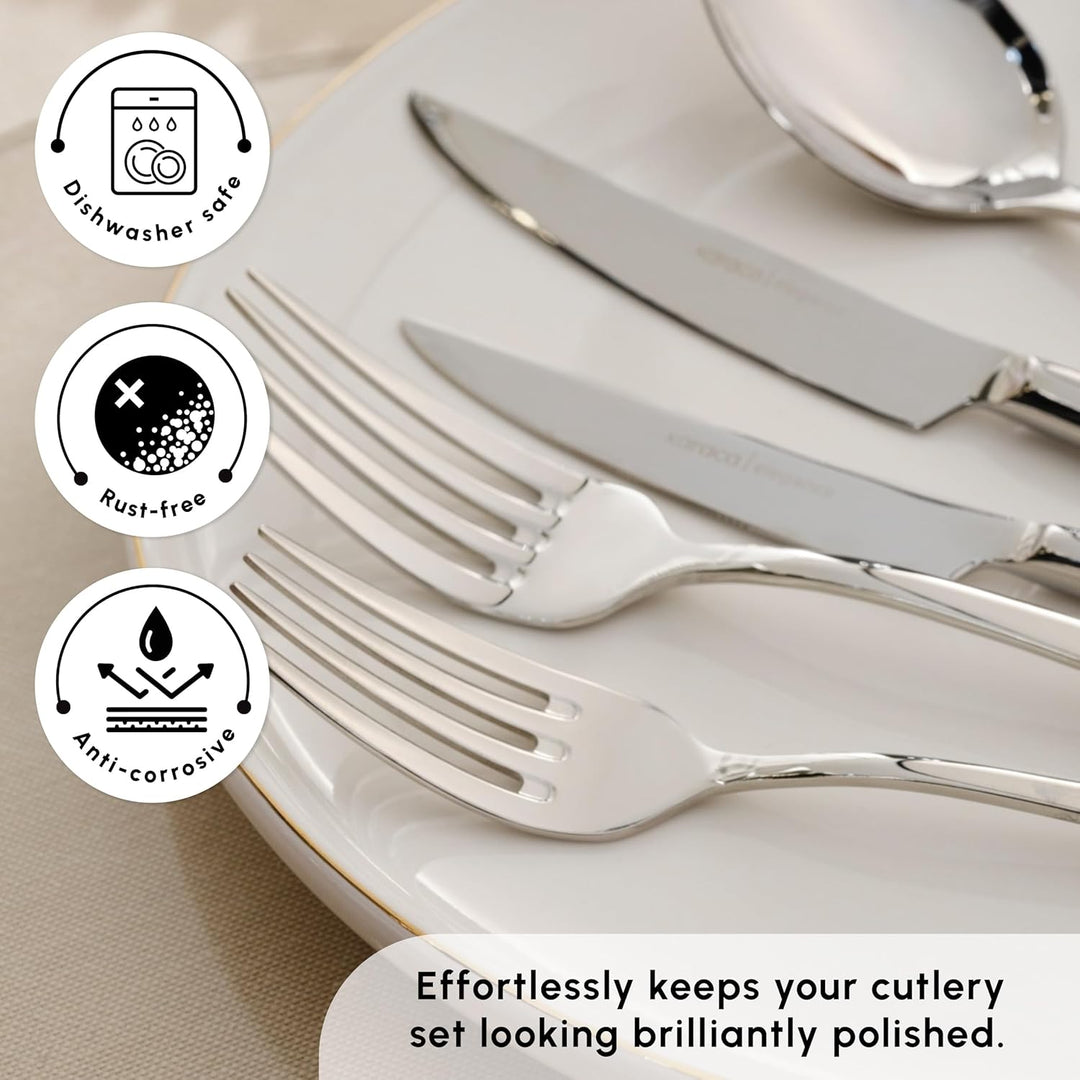 Karaca Novara Elegance Besteckset für 12 Personen, 84-teilig - Ein Hauch von Eleganz für Ihren Essti
