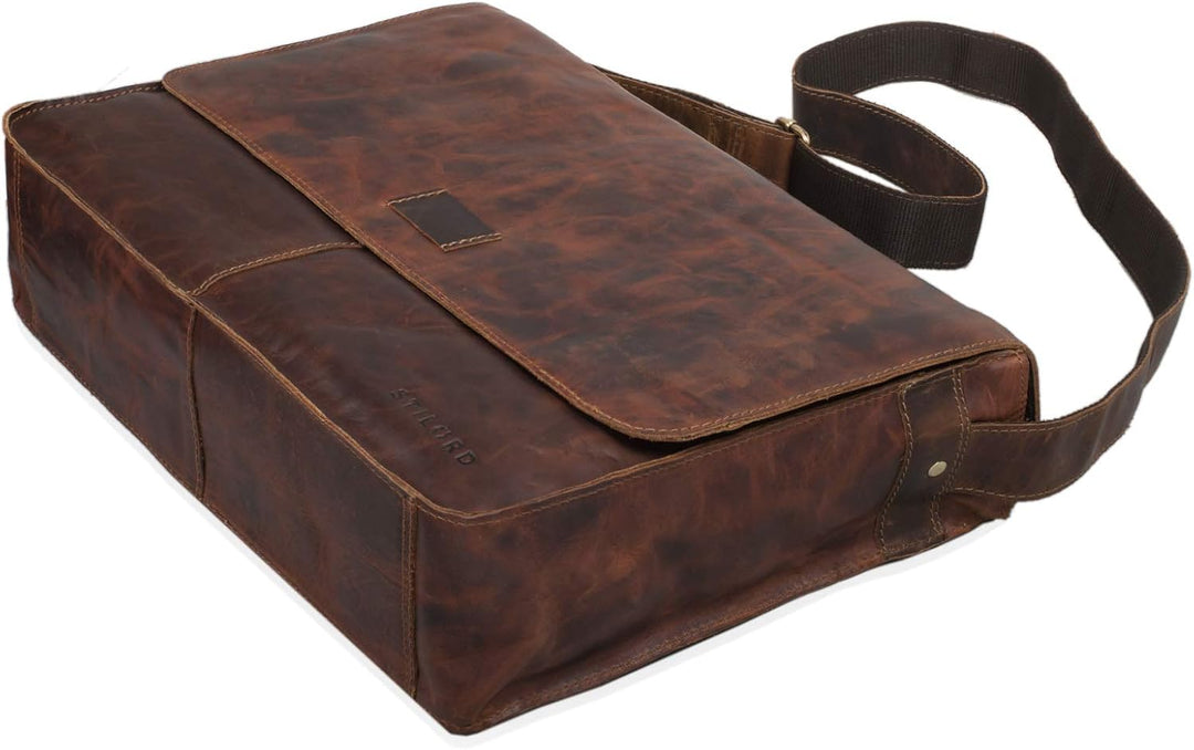 STILORD Hannes Umhängetasche Leder Herren Damen Vintage A4 gross Messenger Bag Uni Arbeit Büro Busin