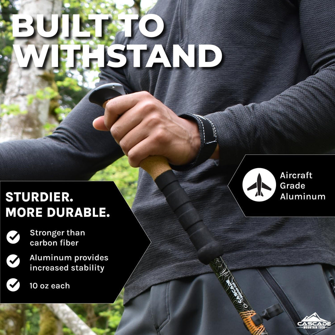 Cascade Mountain Tech Verstellbare Trekkingstöcke aus Aluminium – leichter Schnellverschluss – 1 Set