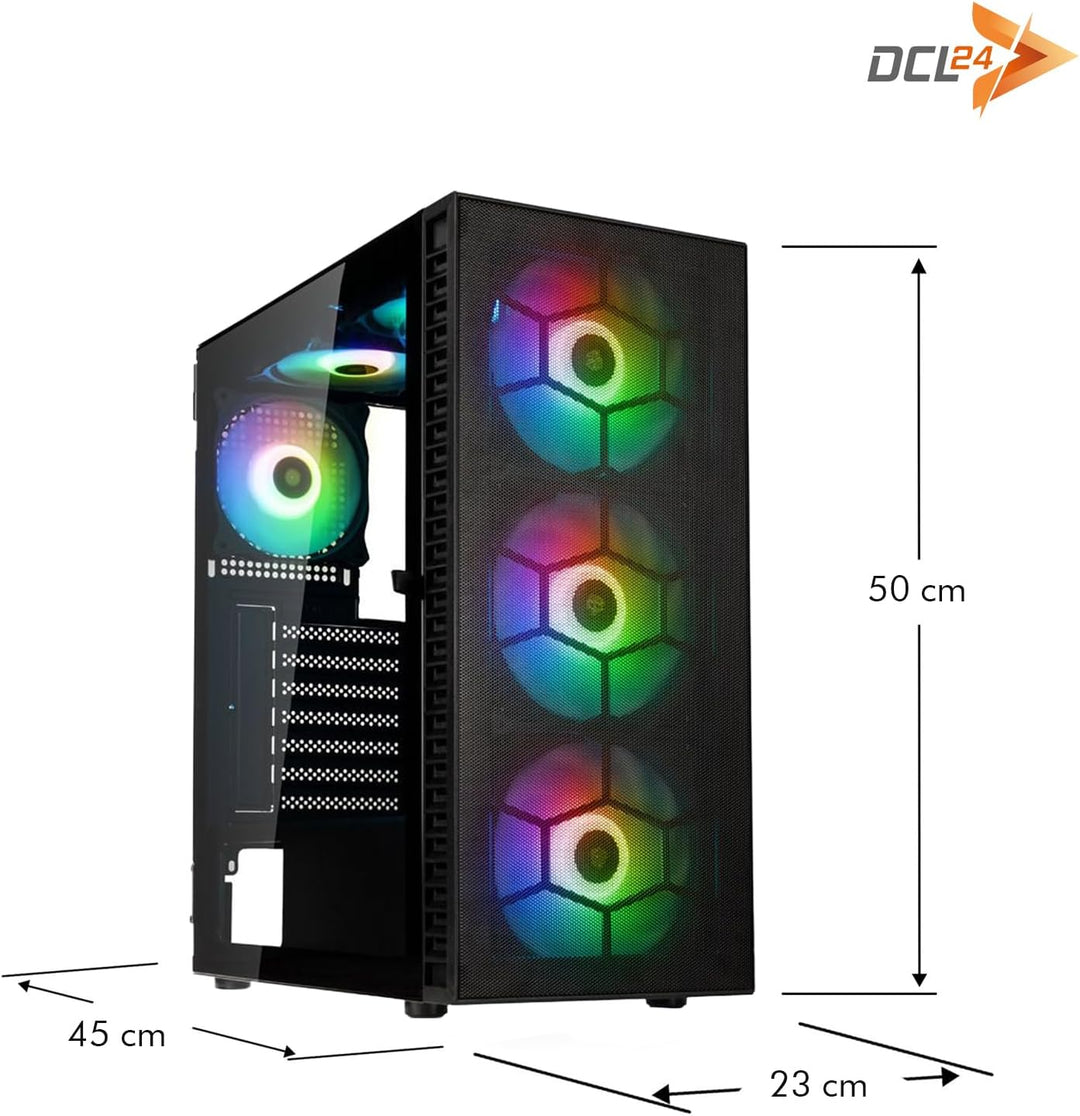 dcl24 Gaming Rechner AMD Ryzen 5 5500, RTX3050 8GB - 500GB SSD, 16GB DDR4, Gamer PC mit 6x4.2 GHz, s