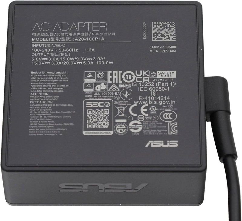 ASUS 0A001-01090100 Original USB-C Netzteil 100 Watt für TUF Dash F15 FX516PM, TUF Gaming Dash FX516