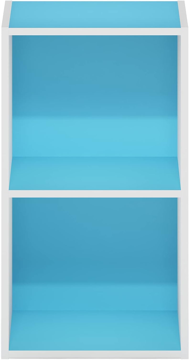 Furinno Luder Bücherregal Weiss/ Hellblau 30.5(W) x 53.9(H) x 23.7(D) cm, Weiss/ Hellblau 30.5(W) x