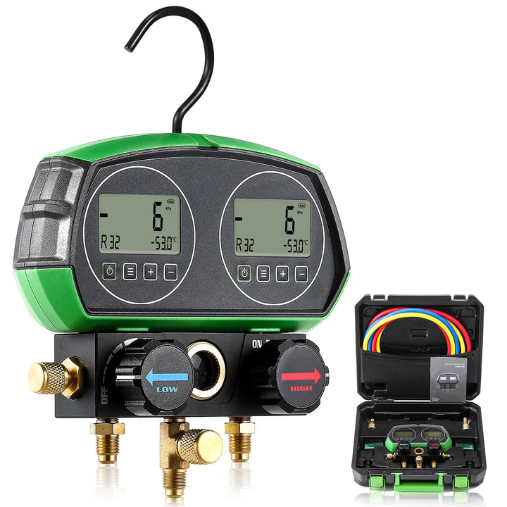 Bonvoisin HVAC Digitales Verteiler-Messgerät, 90-Arten Kältedaten, Dual Screen Display, mit Kühlmitt