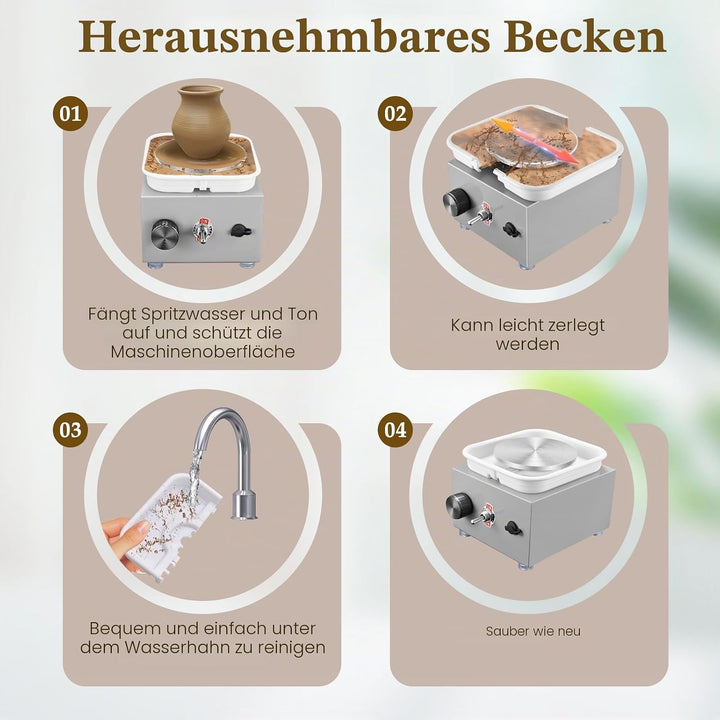 Töpferscheibe, Töpferscheibe Elektrisch mit 2000 U/min Einstellbare Geschwindigkeit, Pottery Wheel m