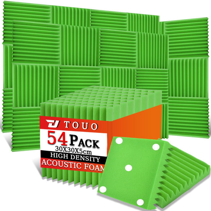 Akustikpaneele 54 Stück 30×30×5cm Grün Keilförmige Akustikschaumstoff Schallschutzplatten für Wand &