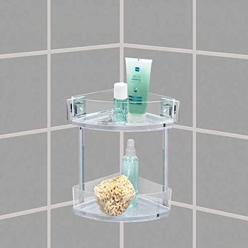 WENKO Vacuum-Loc® Badezimmer Eckregal Quadro Duo, ohne bohren, mit 2 Etagen, rostfreie Edelstahl Hal