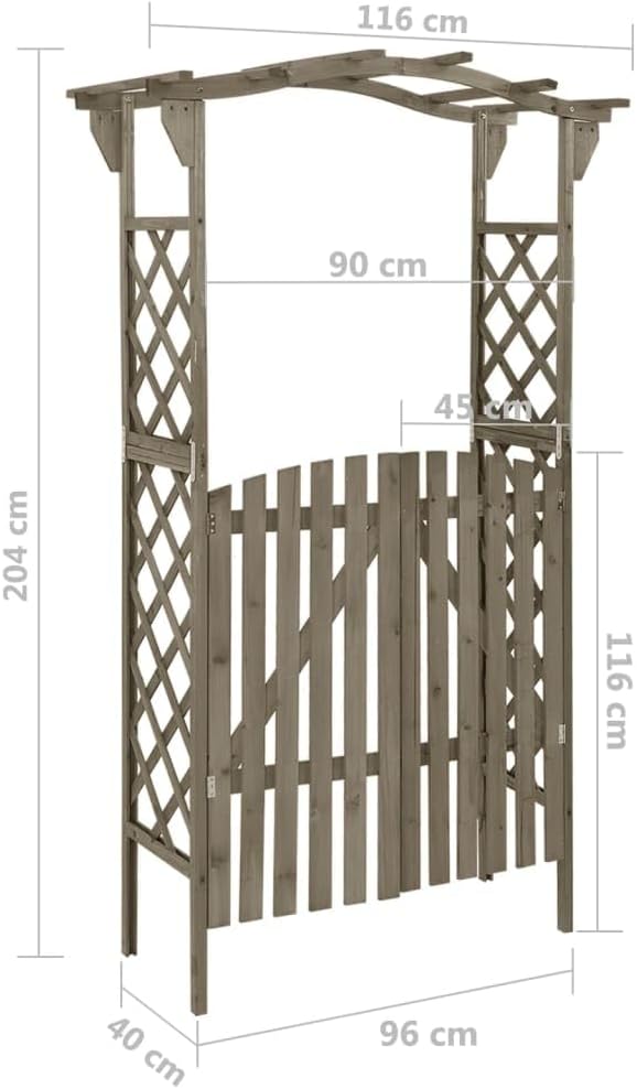 vidaXL Tannenholz Massiv Pergola mit Tor Rosenbogen Torbogen Rankhilfe Spalier Rankgitter Gartenboge