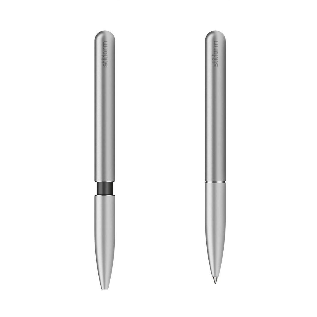 stilform 200029 Kugelschreiber aus Aluminium – patentierter Ballpoint Pen, verschiebbare Kappe mit M