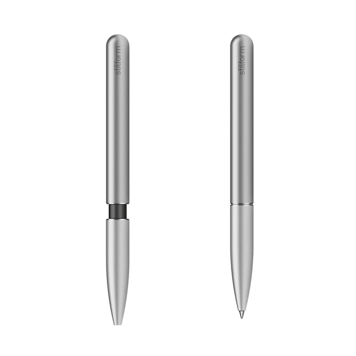 stilform 200029 Kugelschreiber aus Aluminium – patentierter Ballpoint Pen, verschiebbare Kappe mit M