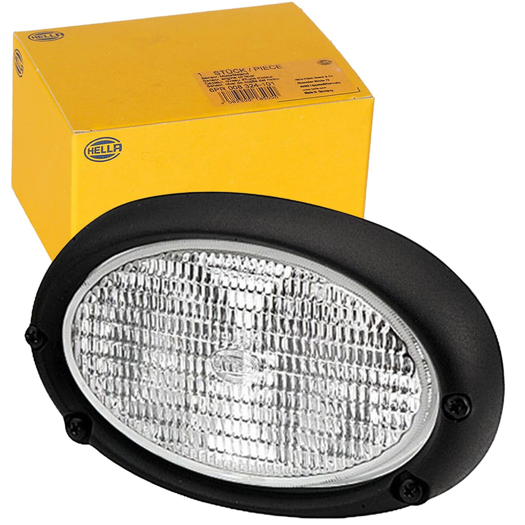 HELLA - Halogen-Arbeitsscheinwerfer - Oval 100 - 12V - Einbau/Schraubanschluss - 4-Punkt Befestigung