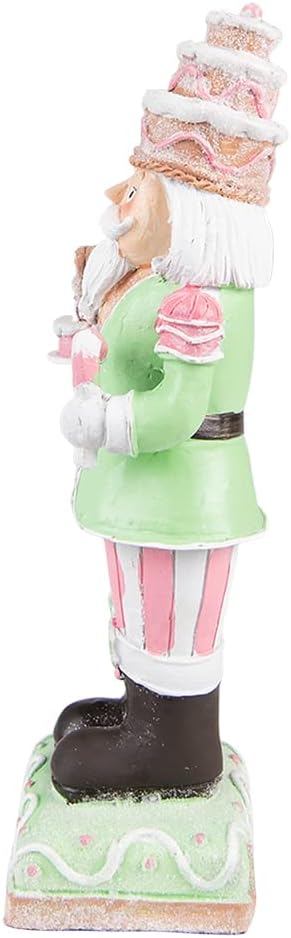 Clayre & Eef Figur Nussknacker 24 cm Grün Rosa Polyresin Weihnachtsdekoration