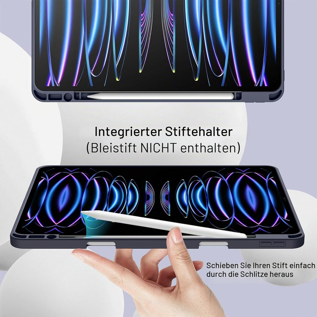 JETech Hülle für iPad Pro 12,9 Zoll (6./5. Generation, Modell 2022/2021) mit Stifthalter, Unterstütz
