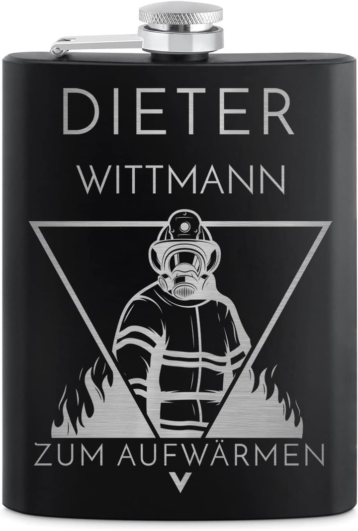 Maverton Flachmann 200 ml mit Gravur - Geschenkset mit 4 Schnapsgläsern 20 ml und Trichter - persona