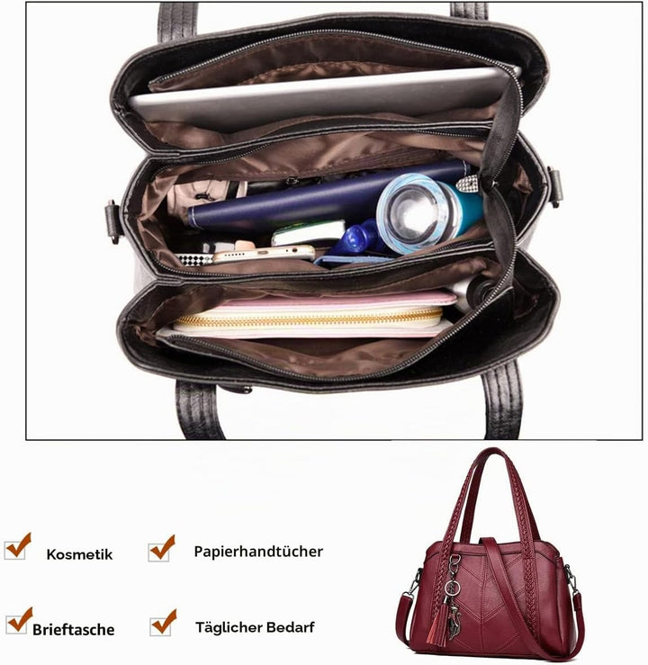 Damen Hobo Schultertasche Tasche mit Schultergurt Umhängetasche Handtasche aus PU-Leder EINWEG Lila,