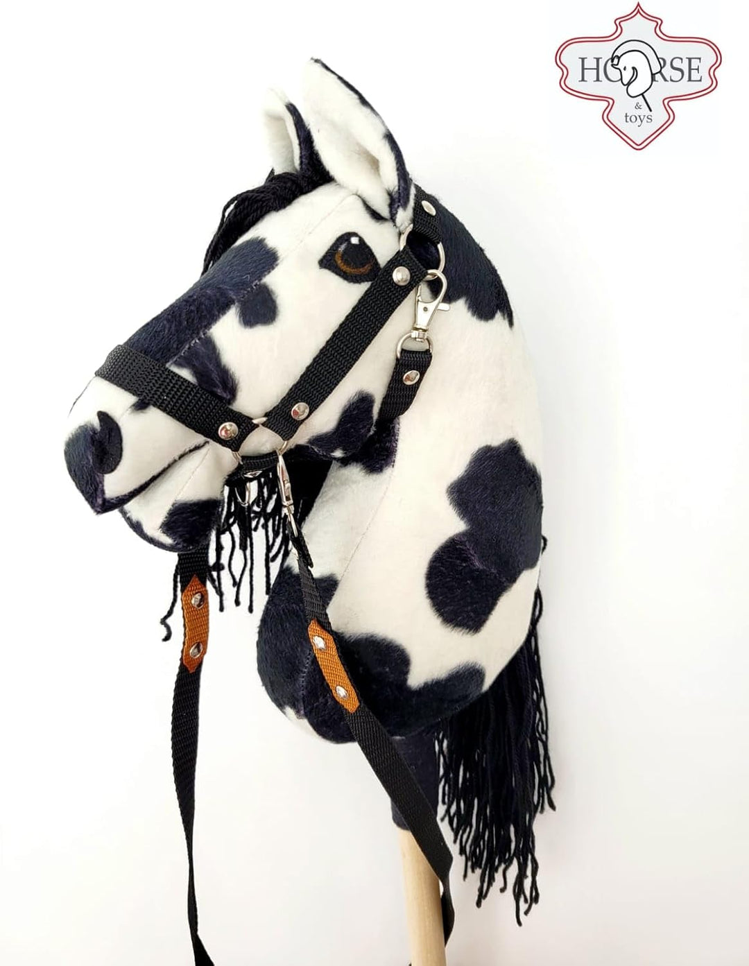 Steckenpferd A4 (Pferd auf einem Stock) Hobby Horse A4 komplett mit Kantar wie auf dem Foto (Czarny)