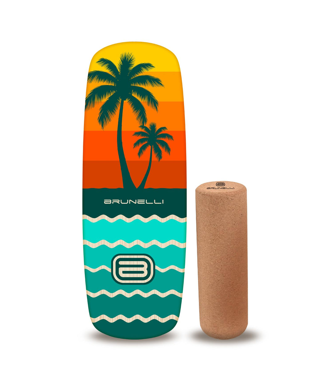 Brunelli Balance Board Holz Set - Balanceboard mit Korkrolle Gleichgewicht Core Training Fitness Sta
