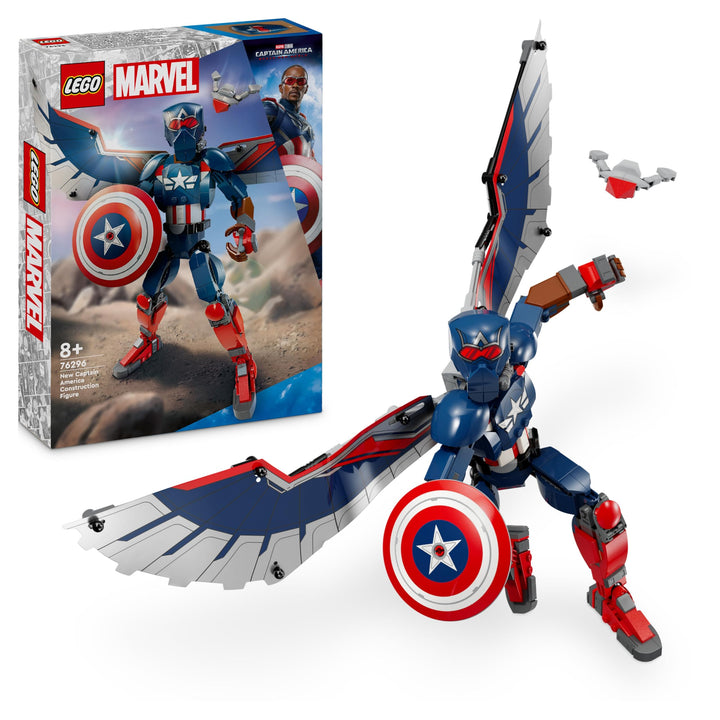 LEGO Marvel New Captain America Baufigur, Superhelden Spielzeug für Kinder, baubares Modell und Mini