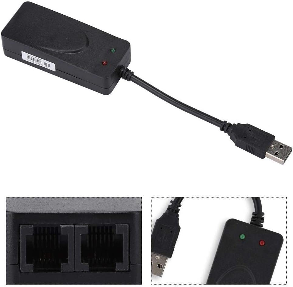 ASHATA Faxmodem 56K,Dual Port USB2.0 56K Externes Faxmodem USB Modem für 98/2000/ME/XP/Vista/CE5.0/1